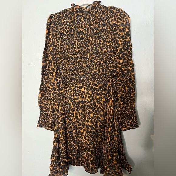 NWOT Whistles Women's Brown Classic Leopard Shirred Dress - Picture 13 of 13